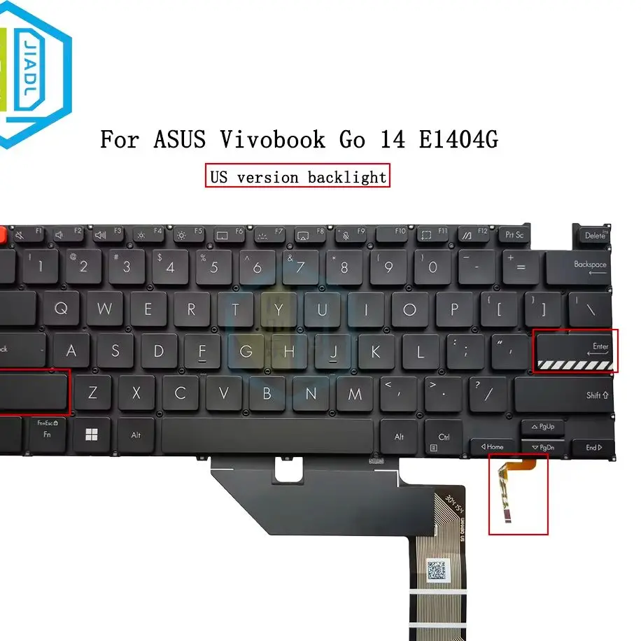 US Layout Backlit Replacement Keyboard Orange ESC Keycap PN AEXJMU00010 Compatible With Asus Vivobook Go 14 E1404