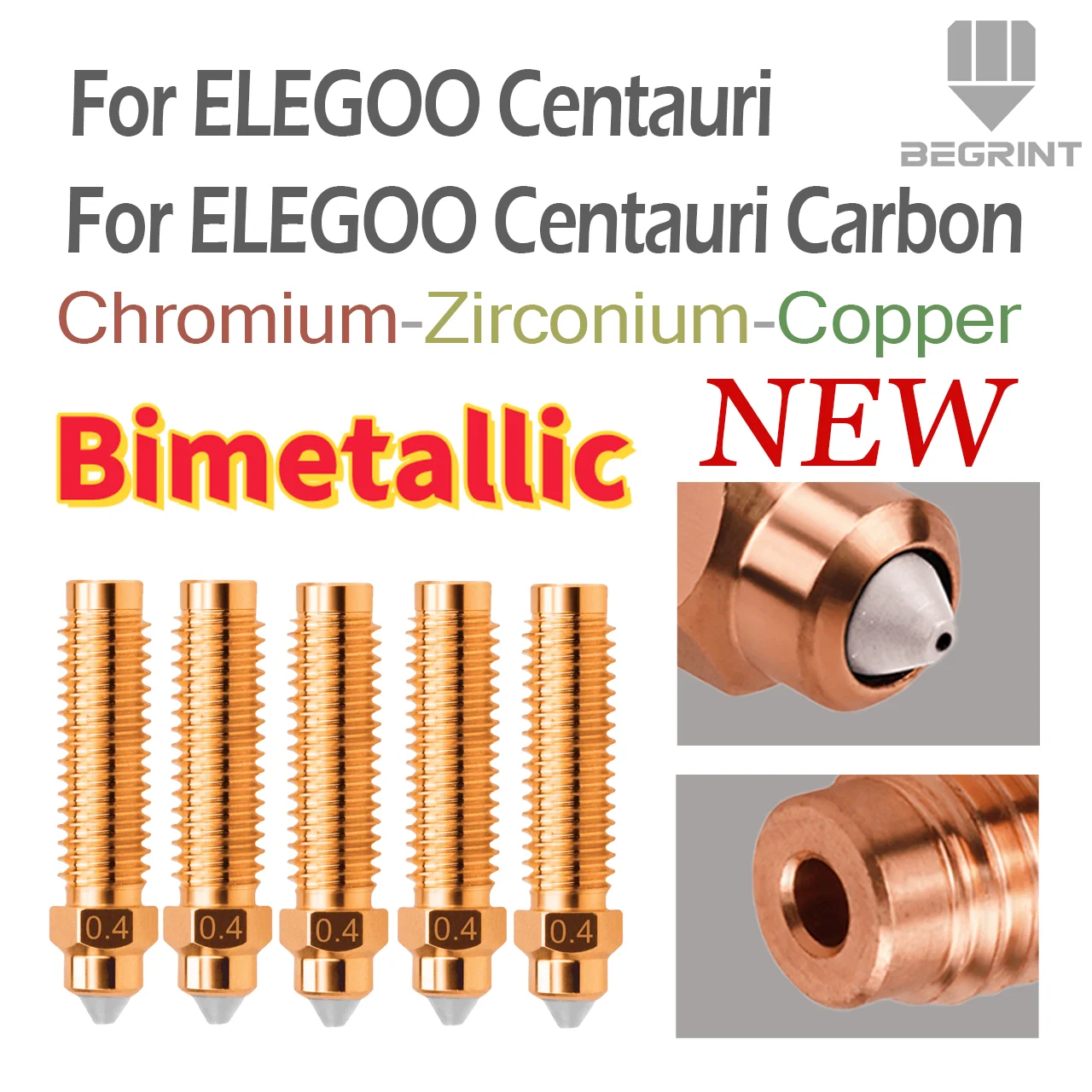 

Биметаллическая насадка для Elegoo Centauri Carbon Hotend, хром, циркония, меди, биметаллические насадки, подходят для нагревательного конца ELEGOO Centauri
