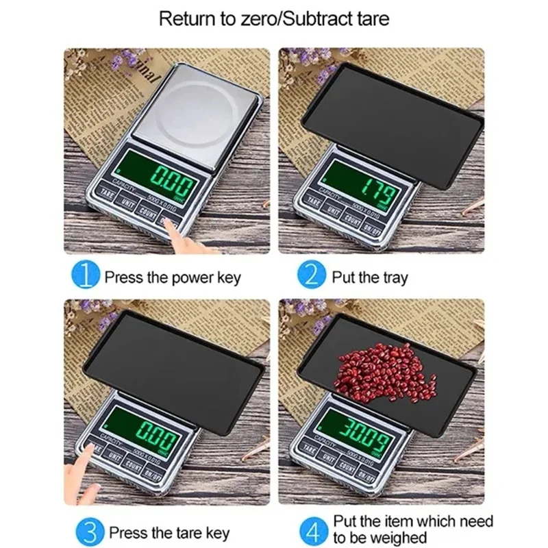 High Precision 0.01g/0.1g Portable Mini Pocket Jewelry Scale USB Rechargeable Digital Electronic Scale Weight Balance Gram Scale