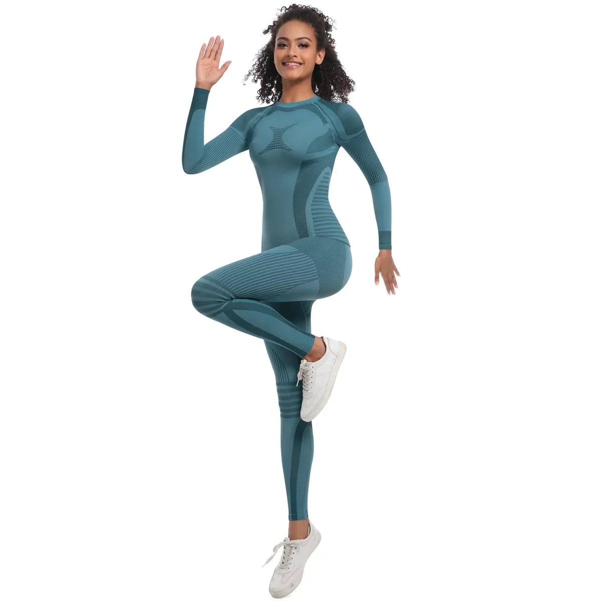 

Leggings Gym Set Thermal Underwear Long Sleeve Sports Compression Clothing Workout Clothes for Women Fitness Suit Yoga Wear