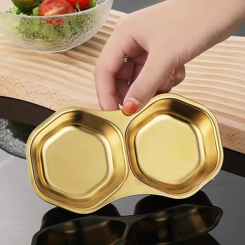 304 Stainless Steel Seasoning Dish Barbecue Sauce Tray Hot Pot Dipping Bowl Ketchup Vinegar Plate Kitchen Tableware