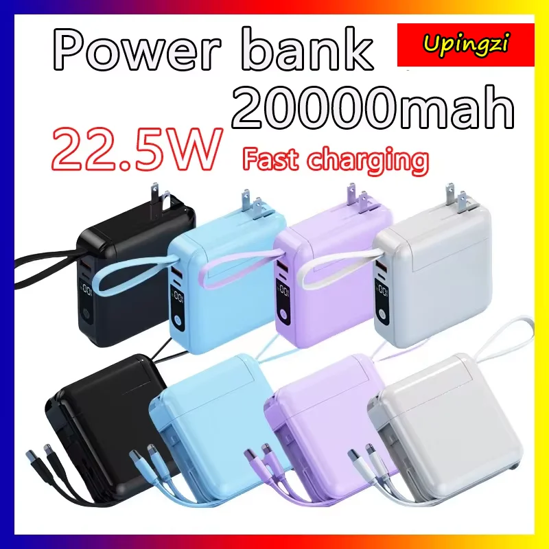 

Upingzi Power bank 20000mah 22.5W Fast charging With charging cable Large capacity power bank for iPhone Type-c Charging port