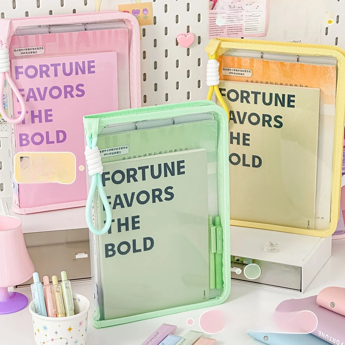 Carpeta de archivos transparente con cremallera para escuela de estudiantes, portapapeles de plástico de carcasa dura, bolsa de almacenamiento de papel de dibujos animados