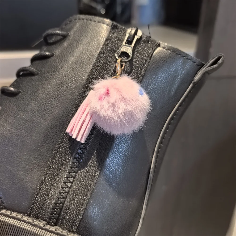 Shoe Charms Colorful Plush Pom Pom Tassel Macaron Contrast Sweet Kids Shoes Boots Zipper Pull Ornament Premium Portable