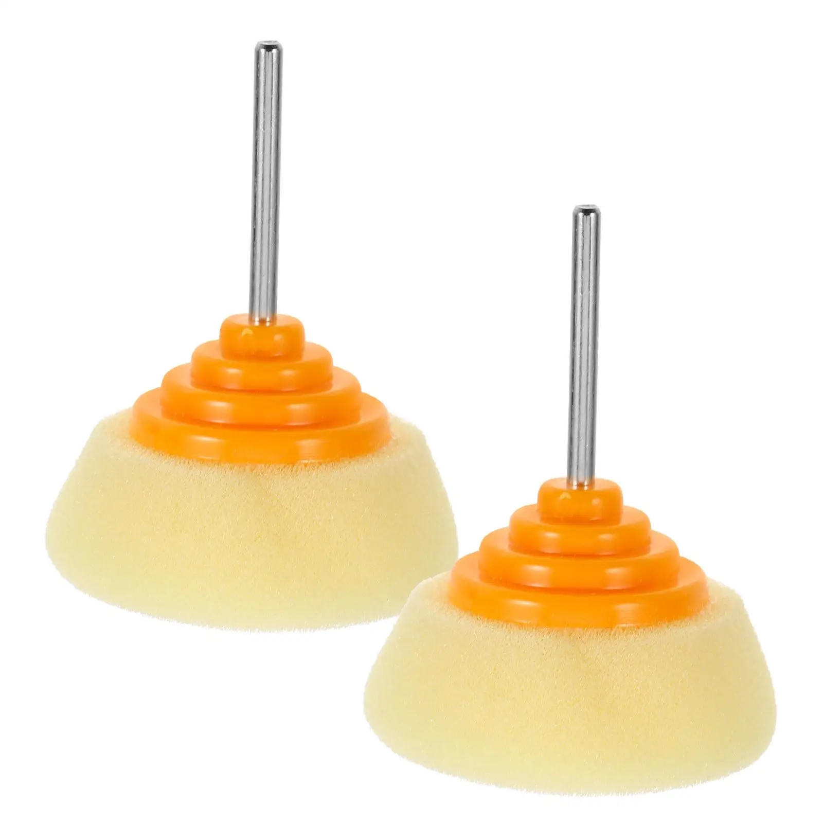 

2Pcs 3mm Handle Polishing Grinding Heads Sponge Buffing Wheels for Drill Car Wheel Polisher Hub Pads Yellow Cone Shape