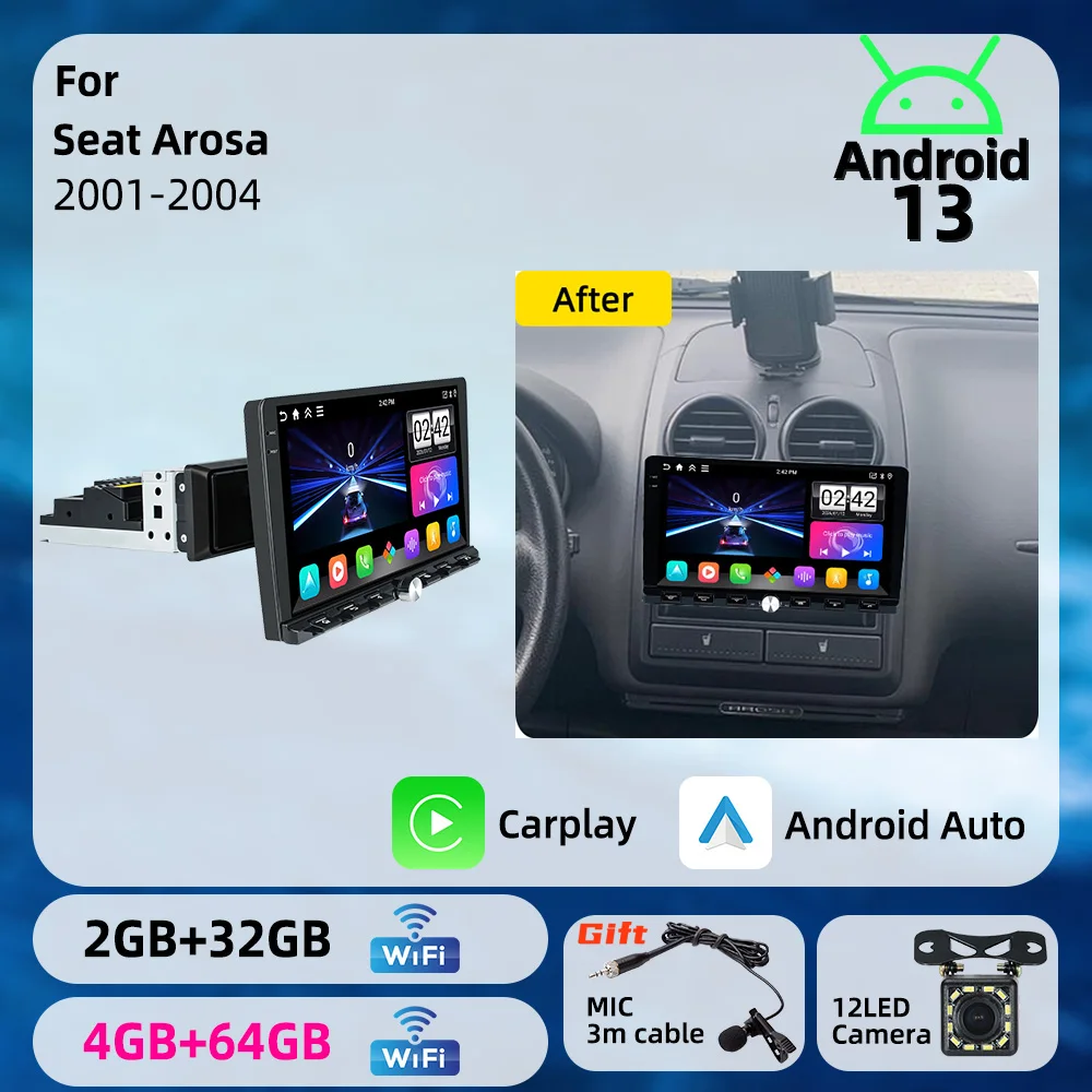 Car Multimedia 1din Head Unit Android Car Radio Autoradio Screen Stereo for Seat Arosa 2001-2004 9