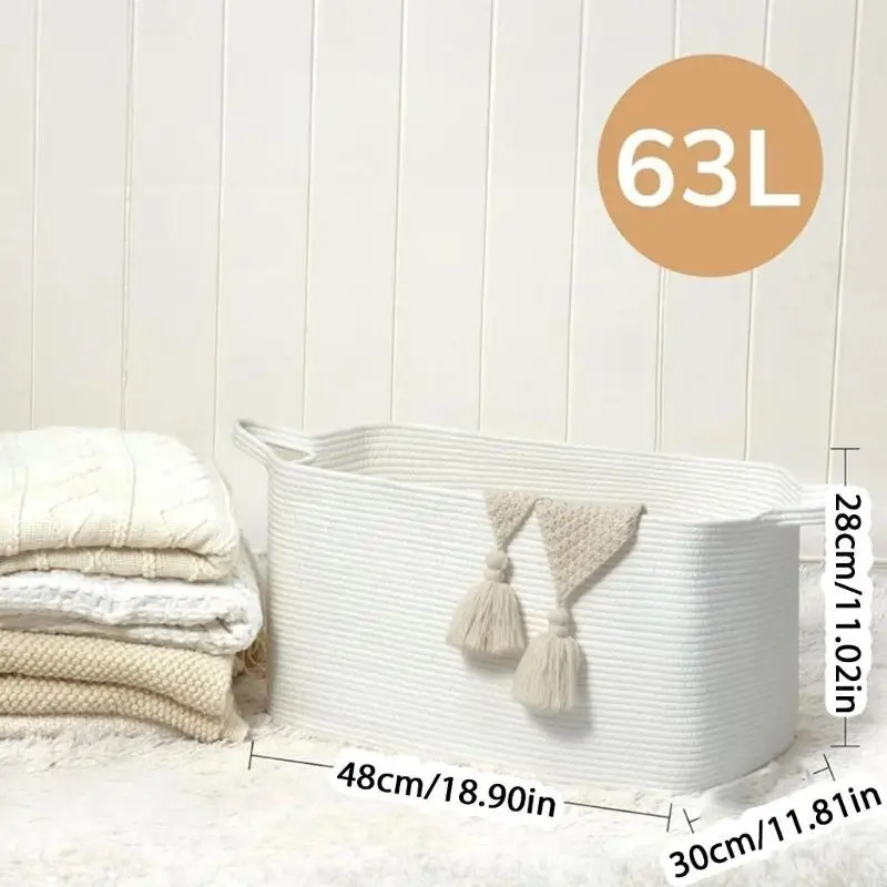 581F اليدوية القطن حبل سلة تخزين منسوجة منظم سطح المكتب الحاويات أشتات وجبات خفيفة لعبة Comestics صندوق عرض