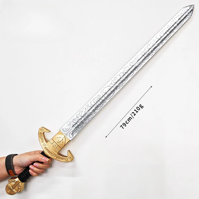 80 سنتيمتر/31.50in العصور الوسطى الفضة الفرسان السيف الأسلحة نموذج بولي المطاط المطاط لينة الدعامة كوس السيف عالية الجودة شاشة لسطح المكتب الحلي