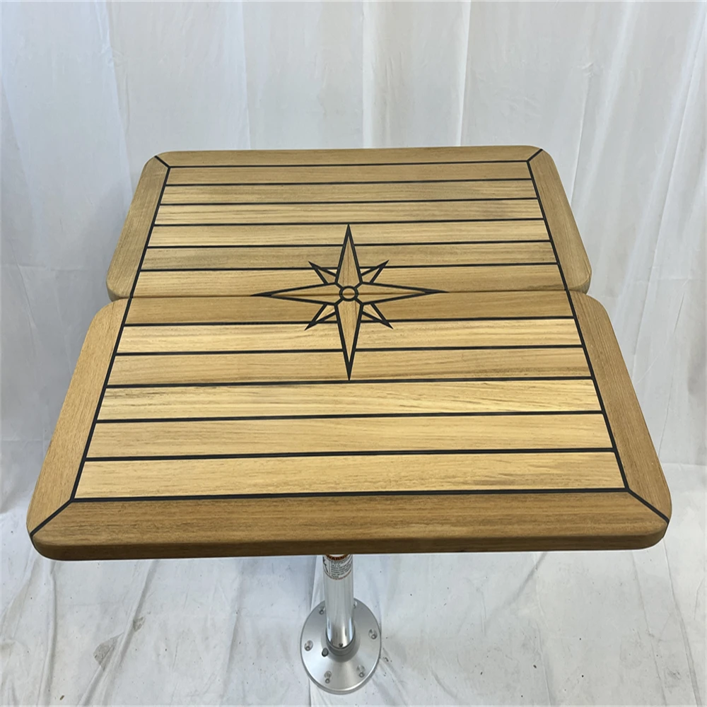 Folding Teak Table Top 340/680*750mm ,13.4/26.8*29.5 inch Rectangular Star Inlay Marine Boat Yatch RV TF3475