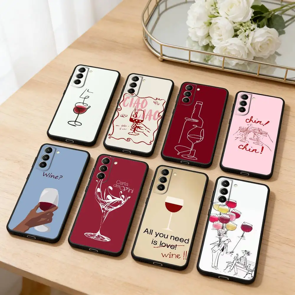 

Wine-Lover-Design Phone Case For Samsung S25,24,23,22,30,21,10,9,Ultra,Plus,Lite,FE,4,5 G Soft Black Case