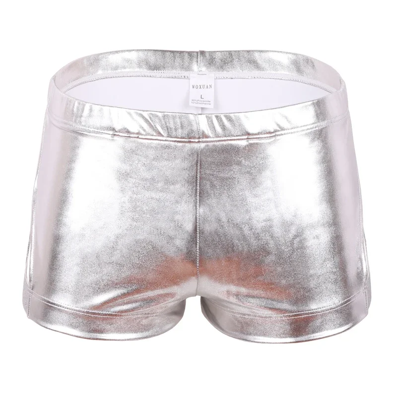 Fashion Men\'s Boxers Patent Faux Leather PU Underwear Panties Boxer Shorts Clubwear Lingerie