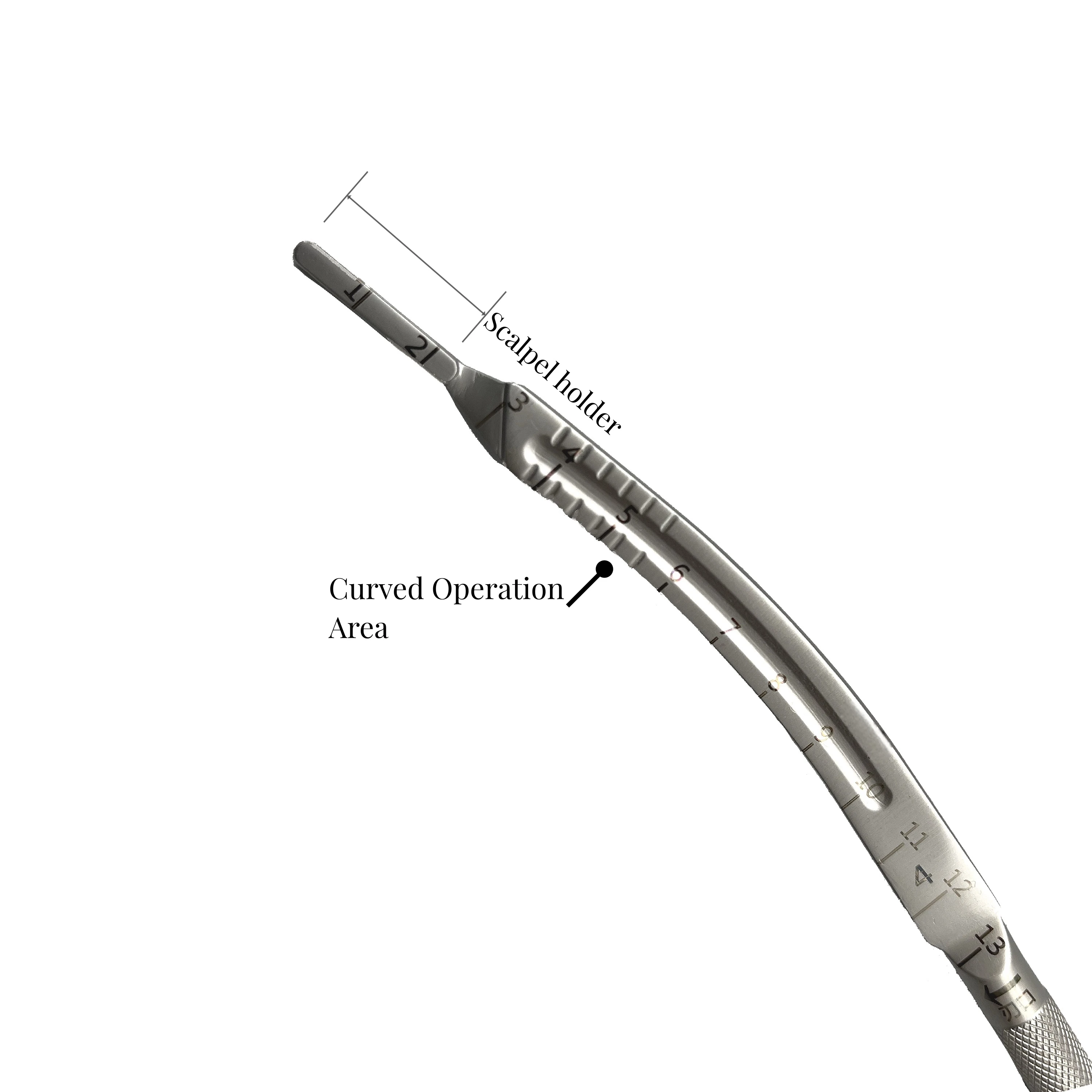 Curved Scalpel Holder with Holding Handle and Scale of 13cm Applied Endoscopic Breast Surgery