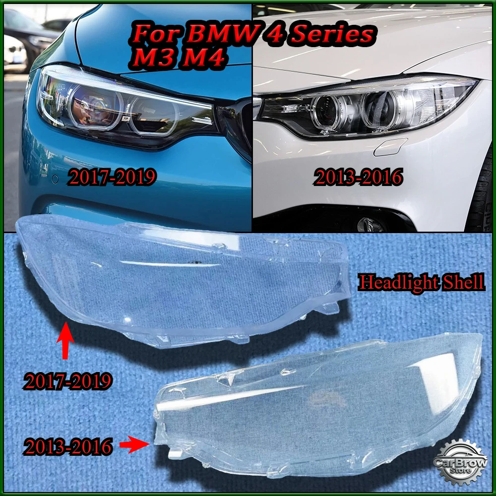 

For BMW 4 Series M3 M4 2013~2016 / 2017-2019 Headlamp Cover Transparent Lens Headlight Shell Replace Original Lampshade