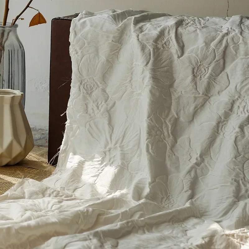 45cm x 155cm em relevo grande flor jacquard tecido diy saia feminina vestido pano de costura