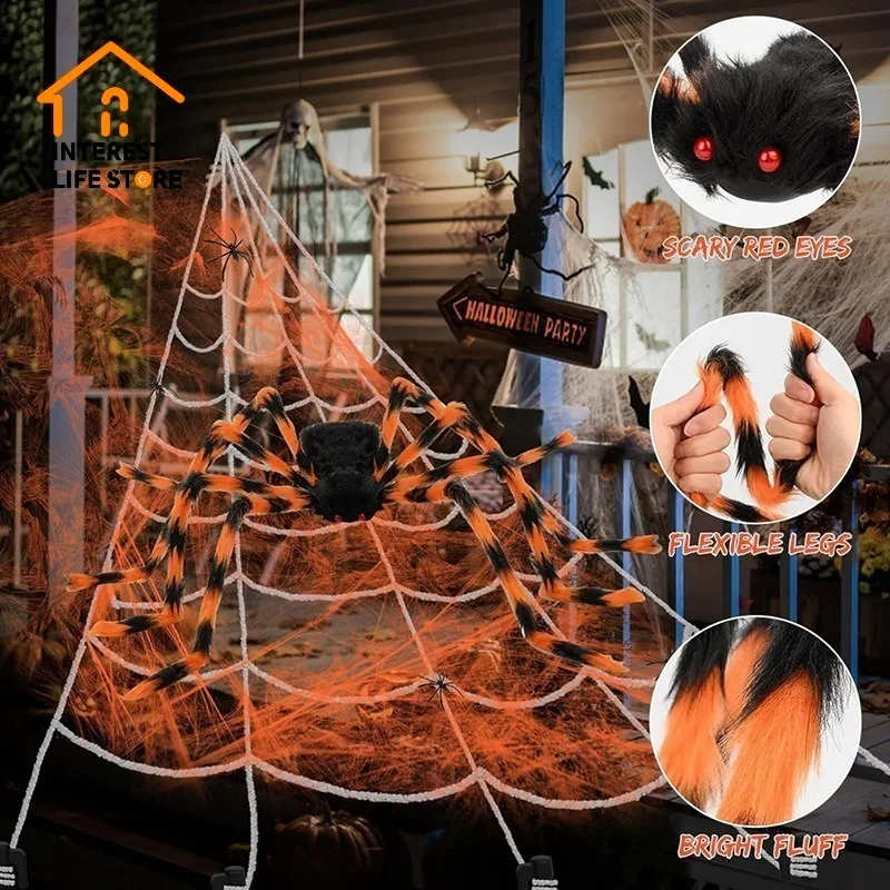 

Halloween Big Spider Indoor Outdoor Yard Porch Decor Haunted House Home Party Halloween Horror Holiday DIY Decoration Prank Prop