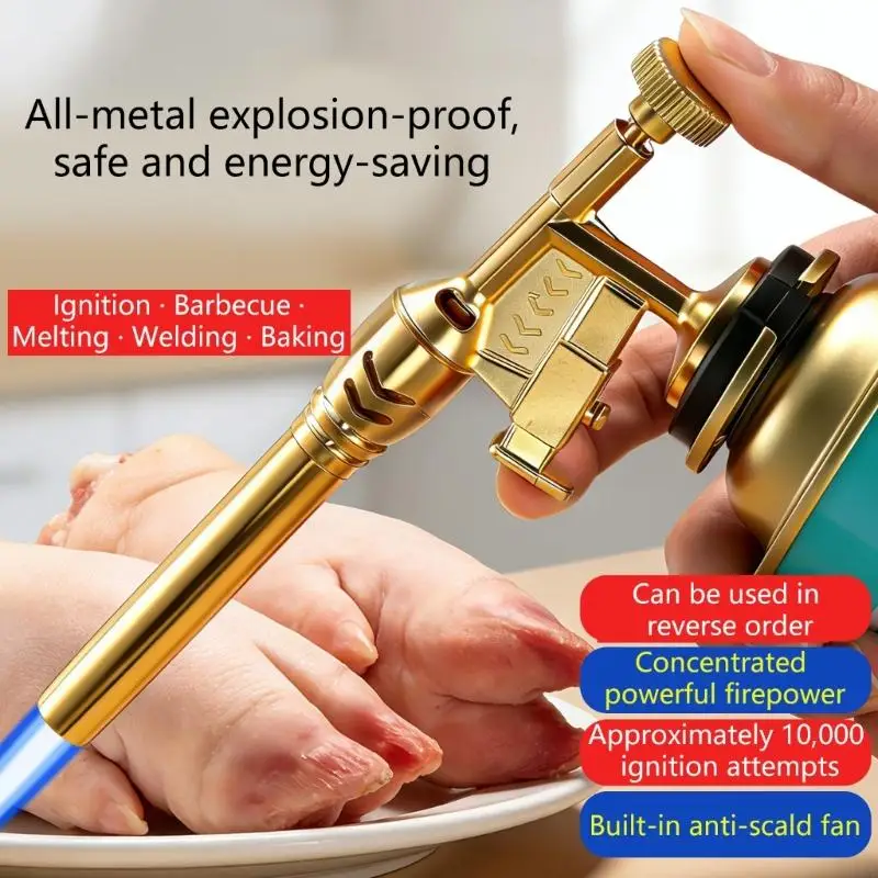 1Pc Portable Gold Copper Gas Welding Torch High Temperature Flame for BBQ Cooking Brazing