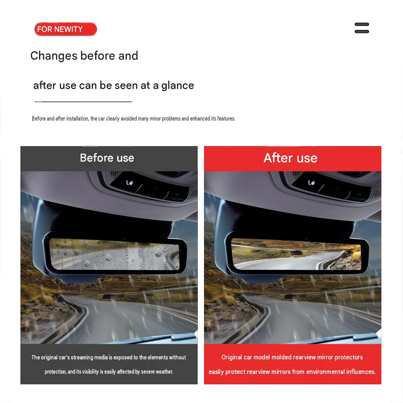 [Fast Shipping] GWM TANK400 T/Z Streaming Media Rearview Mirror Cover, Rain Cover, Camera, and Brake Light