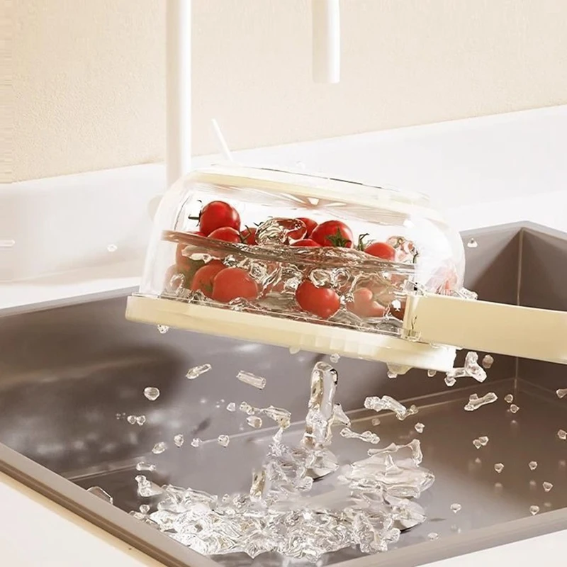 Mir de rangement multifonctionnel avec couvercle, panier de proximité, filtre à eau, poignée, 2 en 1