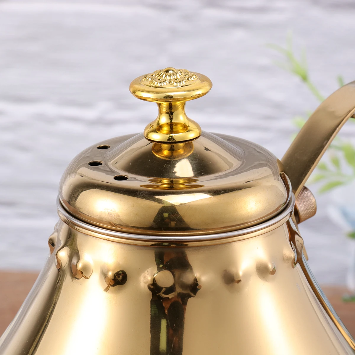 

Stainless Steel Kettle Boil Water Hanging Pot for Tea Coffee Maker Home Use Mirror Finish Crown Lid Curved Handle Long Sprout