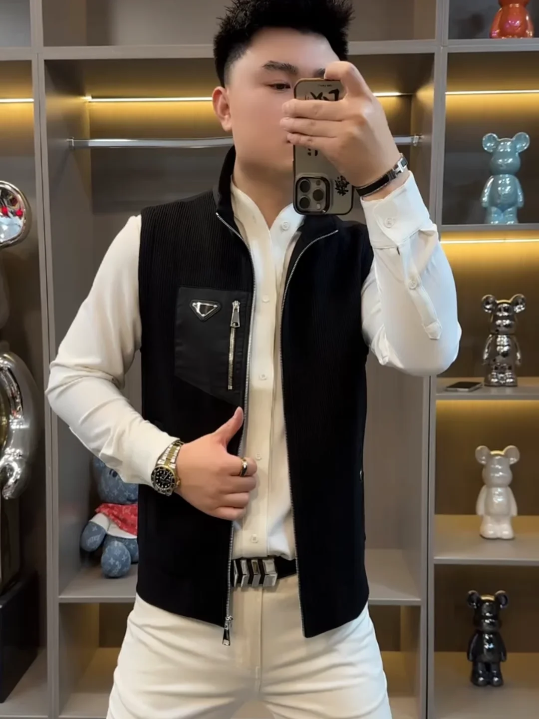 

Men's Zipper Collar Vest New Autumn Faion Versatile Haome Trendy Personali Stand Fit Youth ular Water Waed