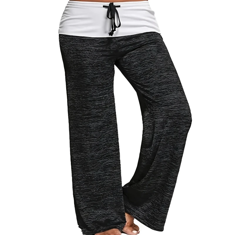 Plus Size Women\'s Fashionable Wide Leg Pants Yoga Pants Loose Casual Fitness Drawstring Pants