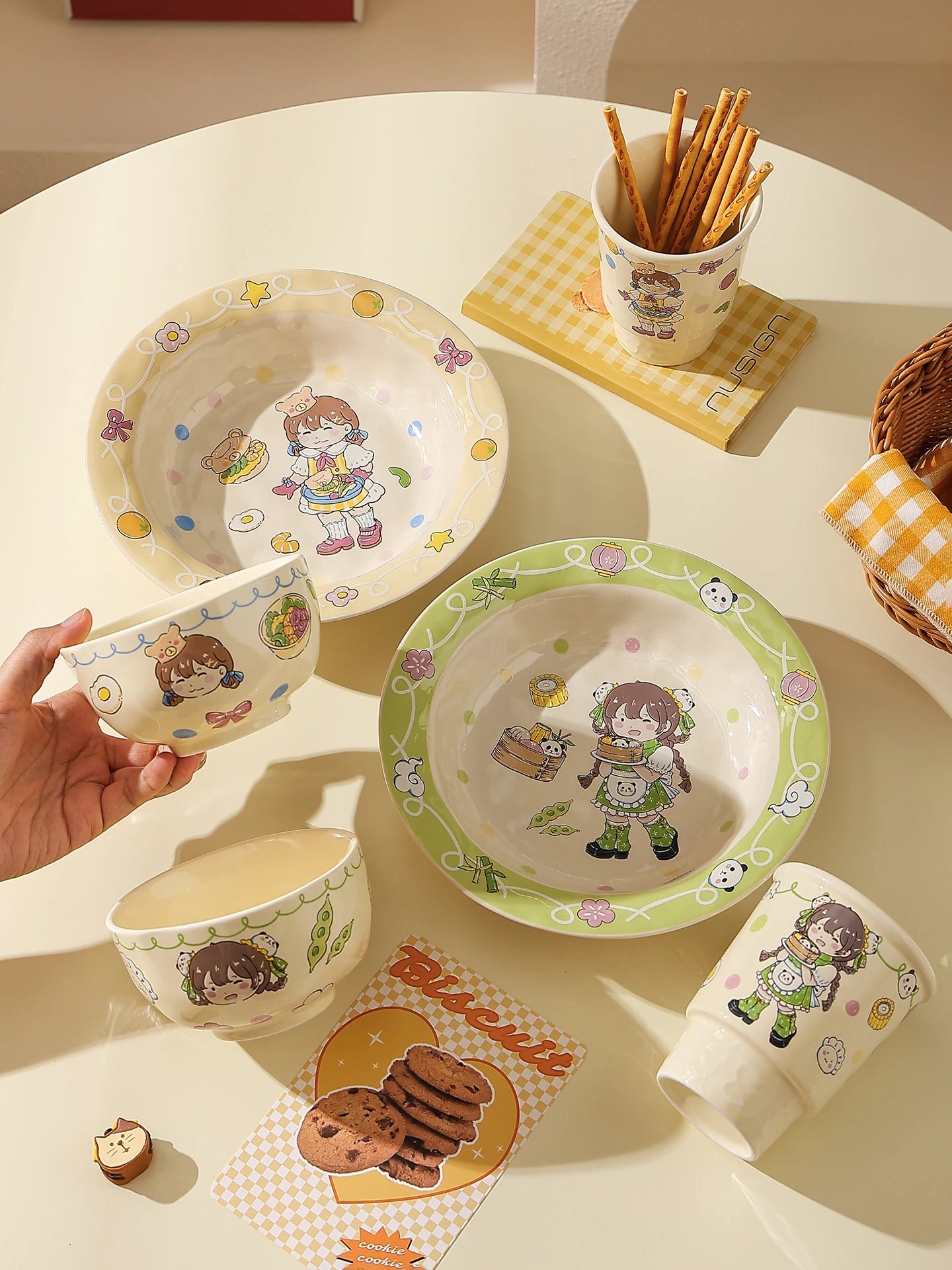Cute Cerc Dining Utensils Special Good Looking Di Plate Home High Value Rice Bowl Soup Bowl Dert Bowl Handheld Cup