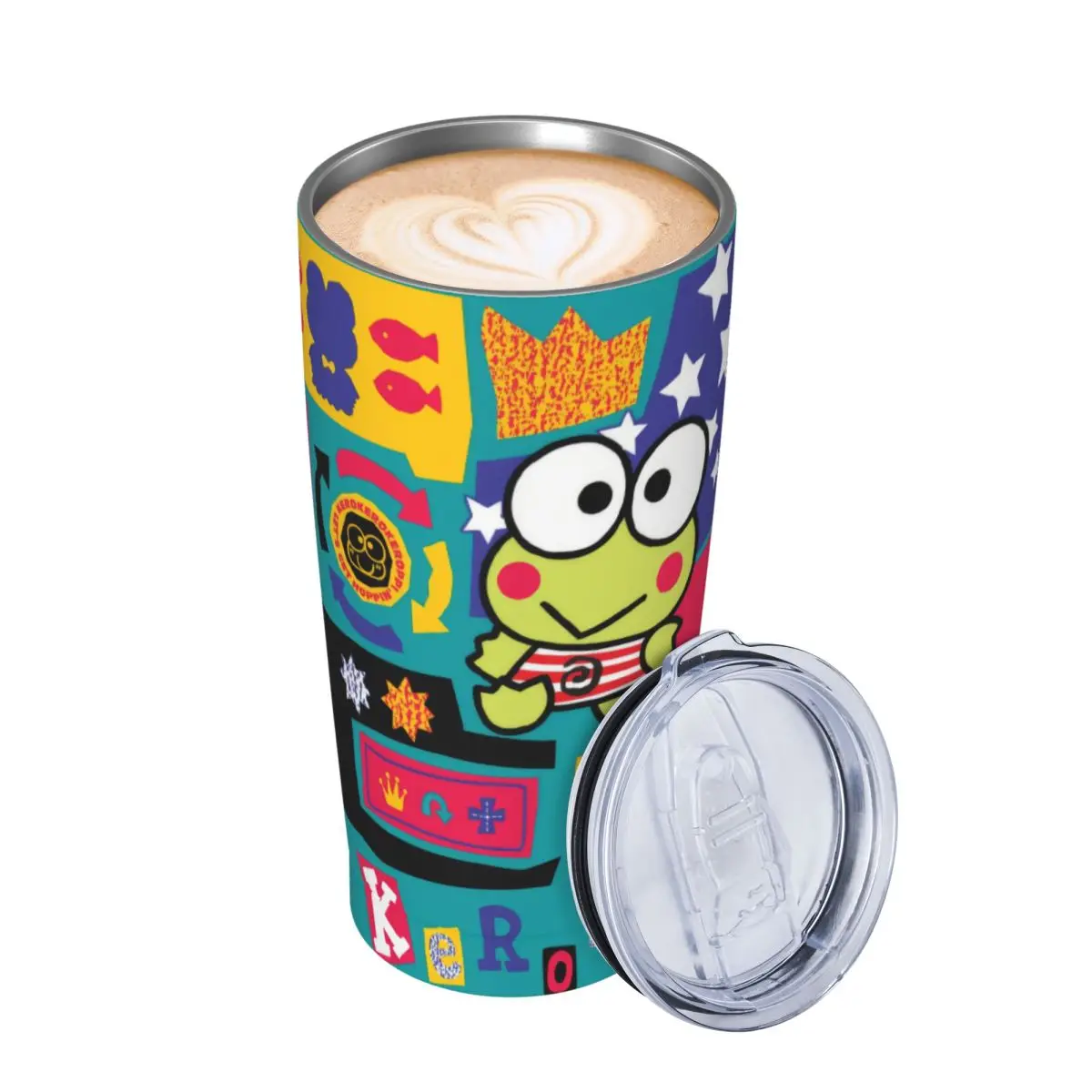 Cartoon Keroppi Frog Tumbler Vacuum Insulated Coffee Cups Stainless Steel Travel Outdoor Mugs 20oz