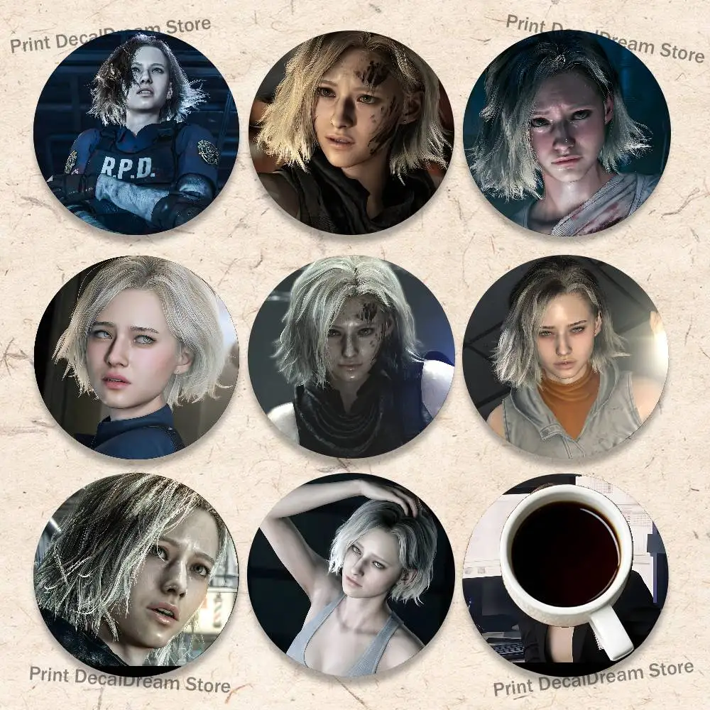 

RE9 Grace R-Resident Wood Coaster Set - Heat Resistant For Tea & Coffee, Home Cafe Decor Holiday Gift