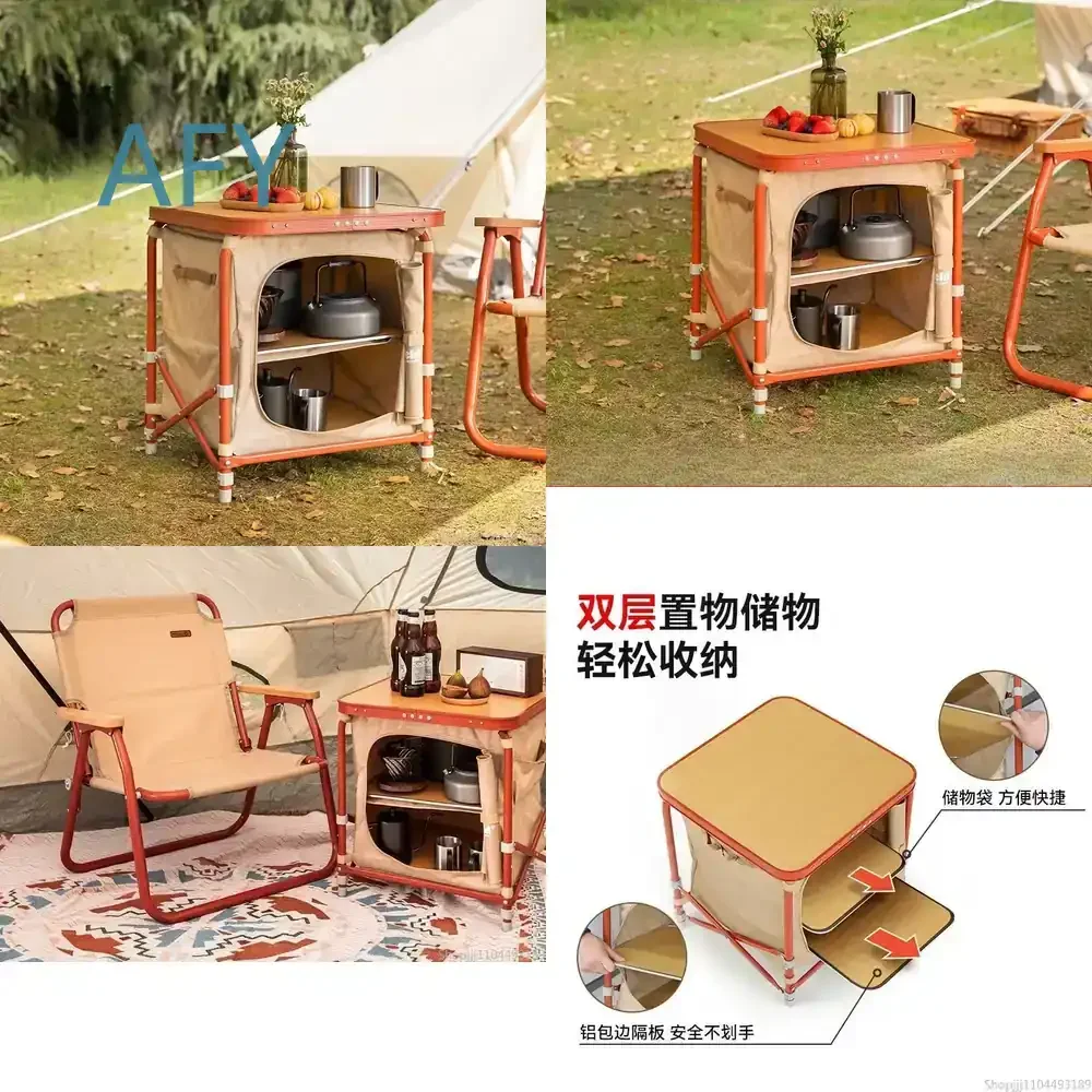 Foldable Camping Storage Box Portable Outdoor Organizer Multi-Function Picnic Table Collapsible Gear Tote for BBQ Hiking for