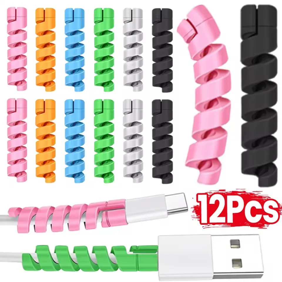 20-1Pcs Cables Protector Flexible Charge Spiral Winder Wire Charger Cable Protective Cover Cable Winder Organizer for IPhone USB
