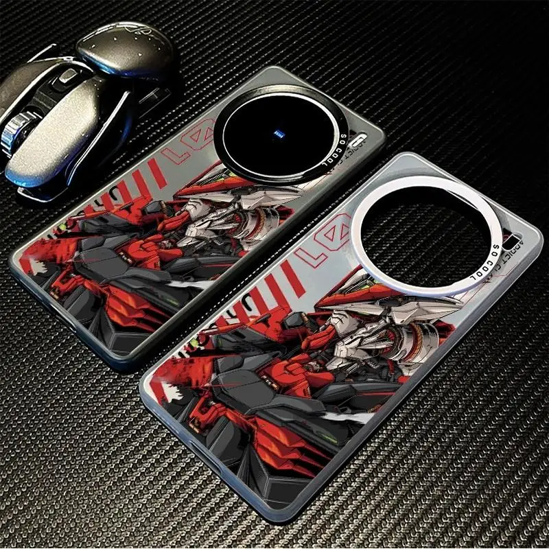 For Vivo X100s X100 X90 X80 X70 Pro Ultra Fashion Trend Red Gundam Mecha Colorful Frosted Laser PC Shockproof Phone Case