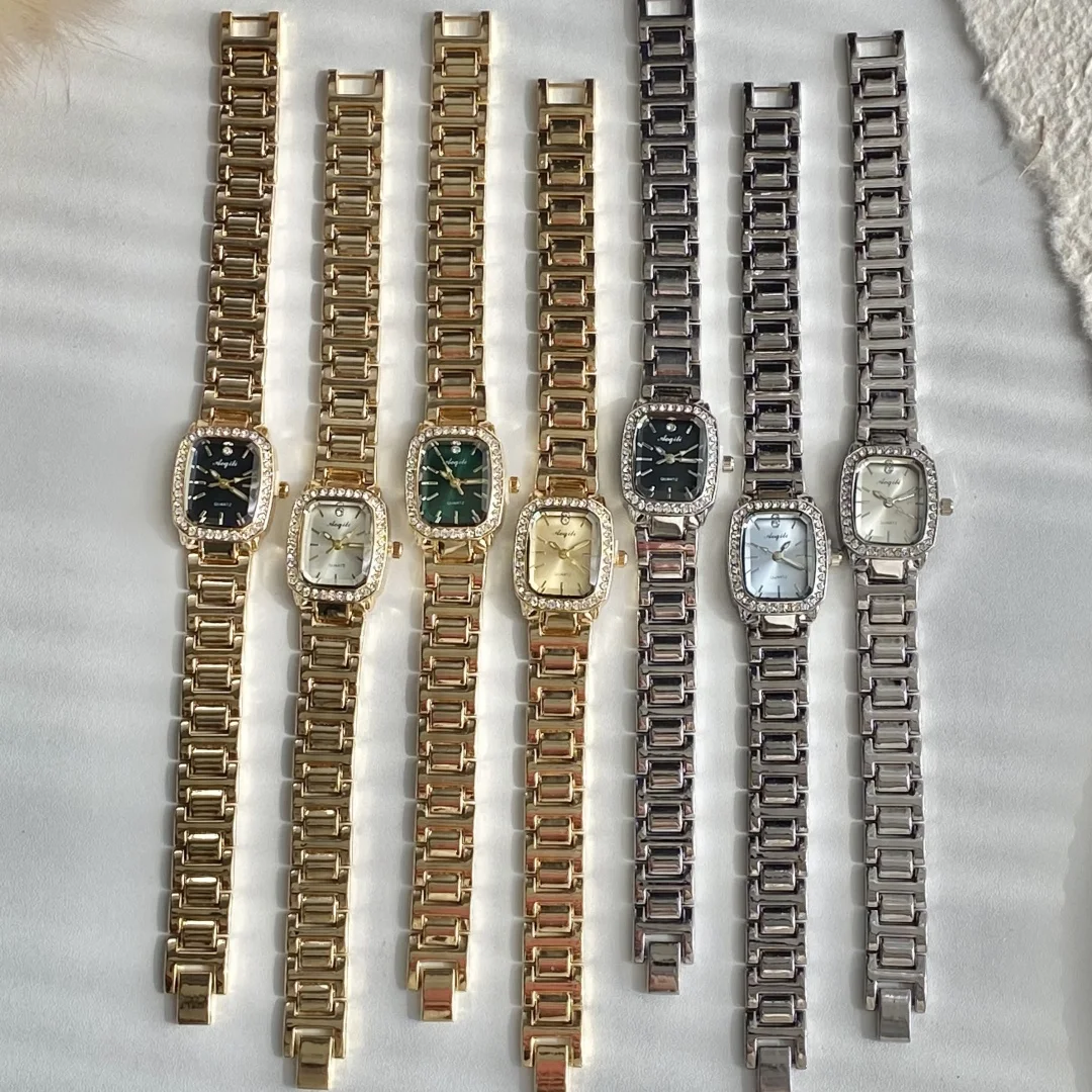 Moda pequeno mostrador quadrado relógios femininos senhoras relógio de quartzo relógios de pulso feminino vestido pulseira de ouro relógio feminino