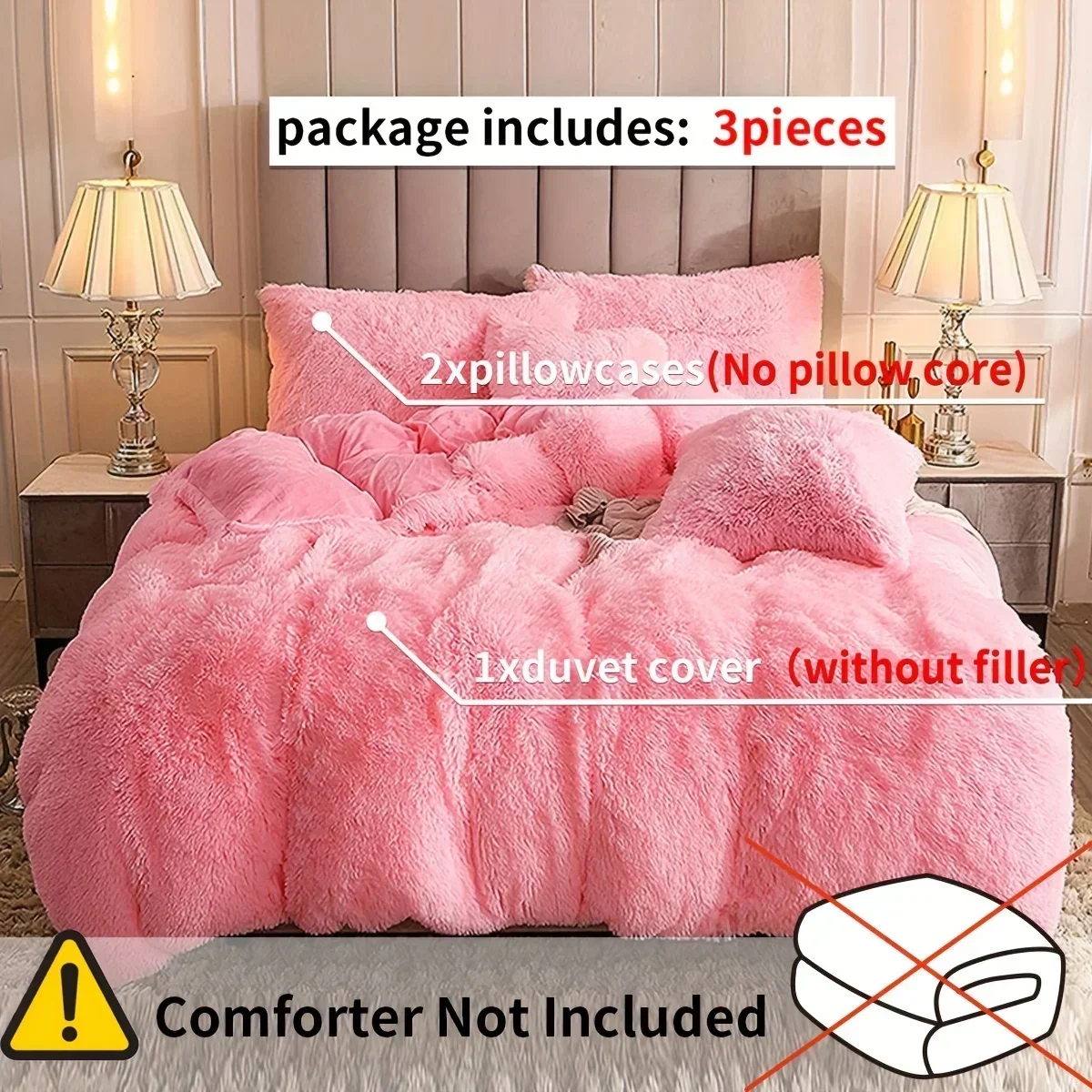 

Velvet Plush Duvet Cover Set 3pcs Ultra Soft Breathable Comforter Cover Set Luxury Cozy Duvet Cover with Pillow Shams Bedding