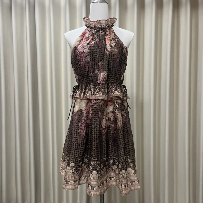 

Women's Dress Floral Linen Elegant Short Dresses Casual Vacation Beach Party Dresses Woman Clothing Fashion Summer Dresses 2025