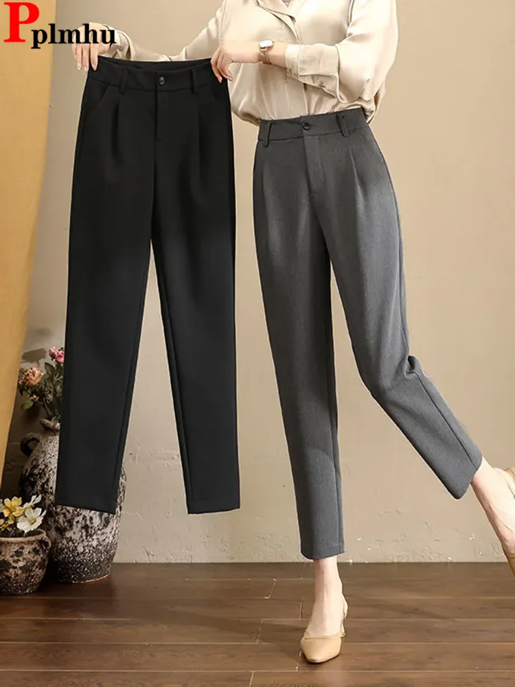 

Spring Fall Formal Loose Suit Pants Women Office High Waist Solid Harem Pantalones Korean Fashion Casual Ankle Length Calca New