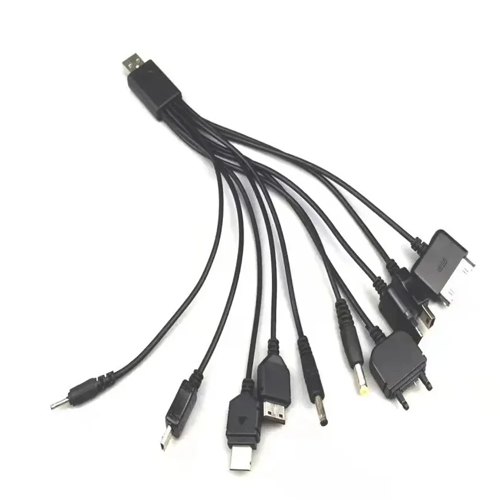 Travel Charging Black 10 In 1 USB Cable 10 In 1 USB Charging Cable Compact USB Charger Resilient Material Secure Connection