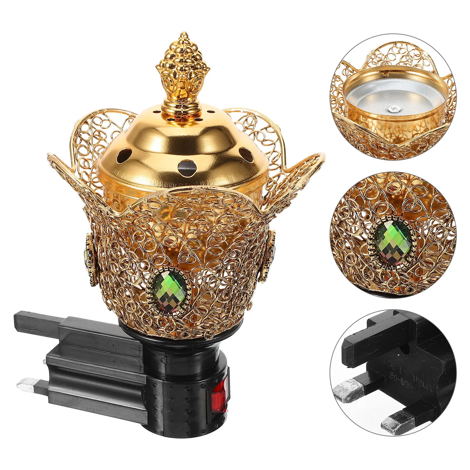

Exquisite Electric Incense Burner Style Plug In Aroma Burner Home Decor Retro Metal Censer Holder Gift Uk Plug