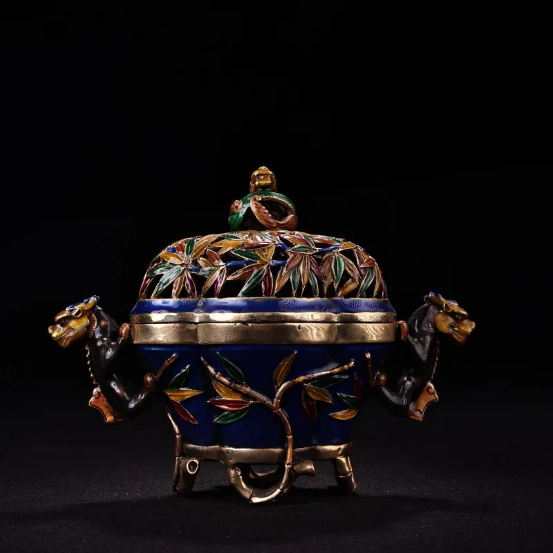 Gu Yun Zhai Inlaid Cloisonné Bamboo Section Ornament Home Decoration Craft Copper Incense Burner Wholesale