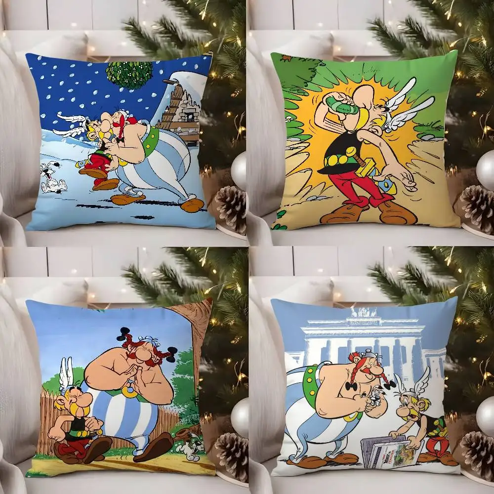 

Cartoon A-Asterix And O-Obelix Pillow Case Sofa Living Room Bedroom Double-sided Printing Square Cushion Nap Time Cushion Cover