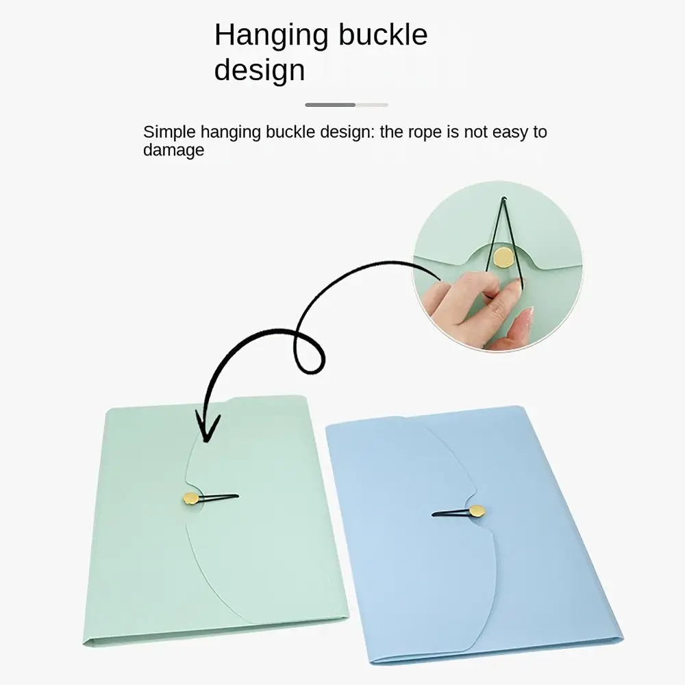 Fashion Waterproof A4 File Folder 5 Pockets Buckle Design Test Paper Storage Folder Large Capacity PP Document Bag School Office