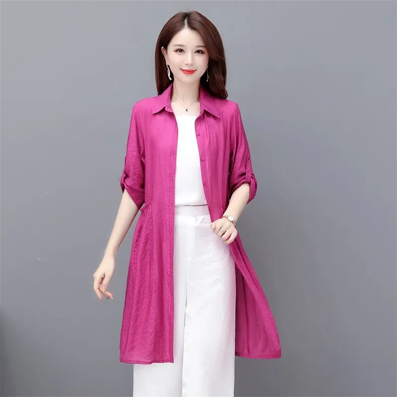 

Летняя модная цветная ветровка 2023 года средней длины из тонкого полиэстера с защитой от солнца для женщин