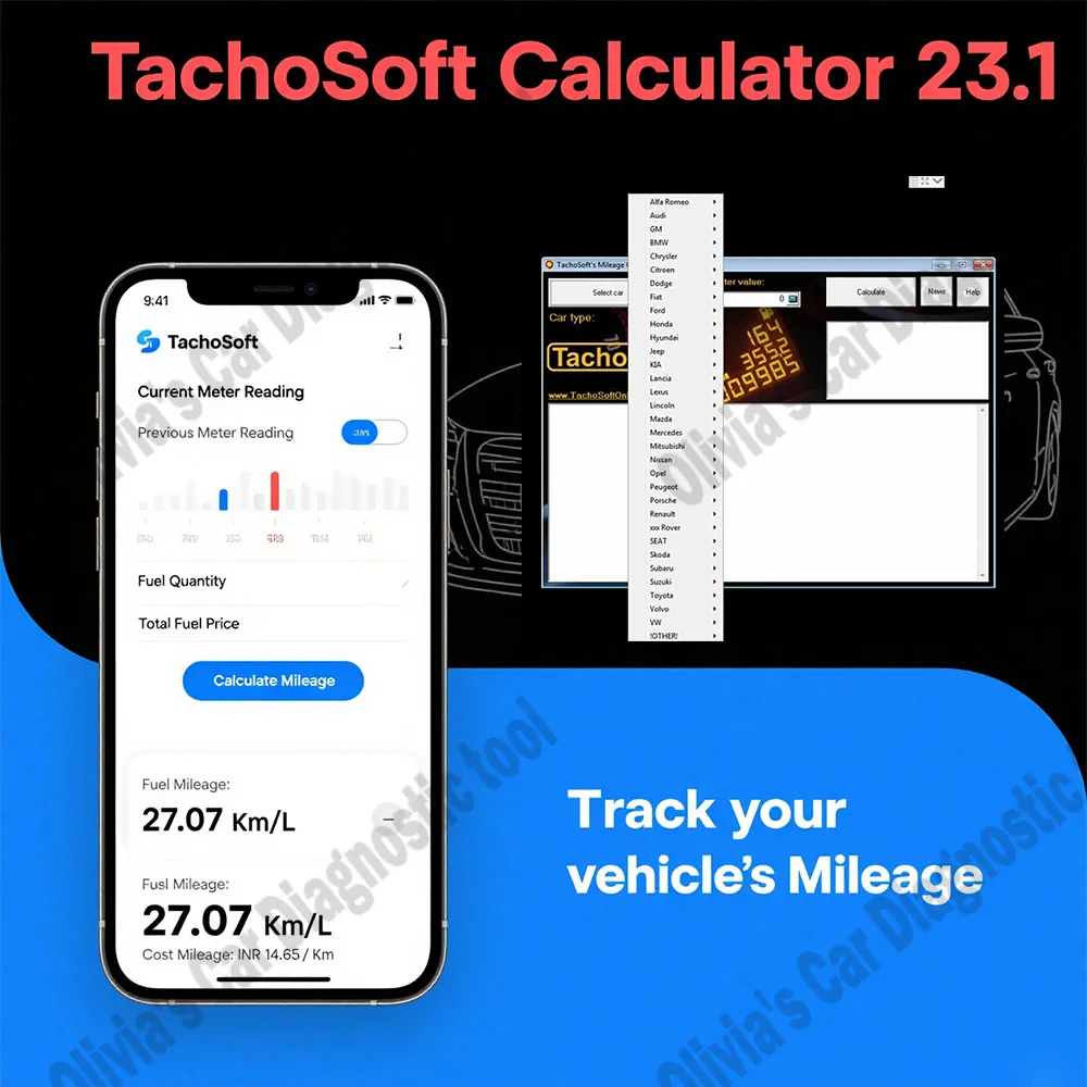 

TachoSoft Mileage Calculator 23.1 obd2 scanner accessories Counter Calculation Software With License Digital Odometer Calculator