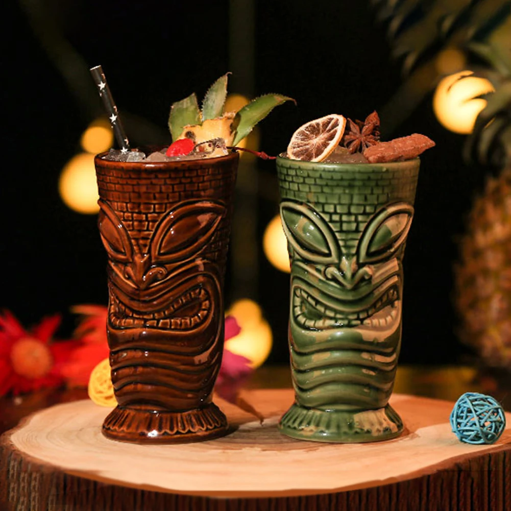 Hawaiian Cocktail Cups Creative Style Ceramic Mug Beer Beverage Tiki Mug Wine Mug Bar Tools Home Bar Party Drinkware Cups