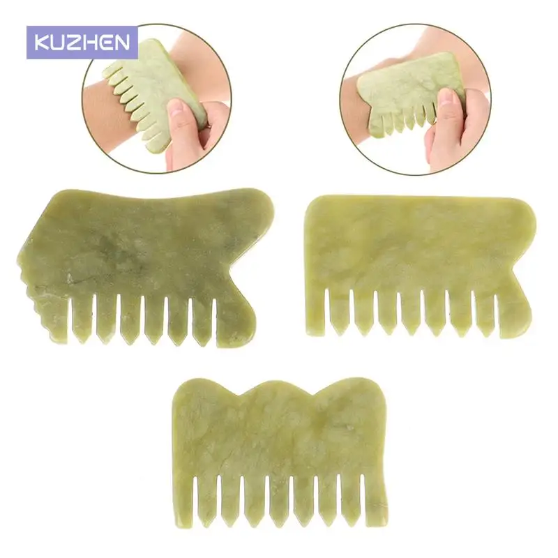 

Natural Jade Stone Comb Guasha Board Comb Shape Massage Hand Massager Relaxation Comb Health Care