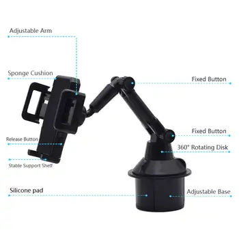 차량용 휴대폰 거치대, 물컵 거치대, 차량 내부 액세서리, 미끄럼 방지, 조절 가능한 긴 튜브, 휴대폰 내비게이션 지원 10 best sales 휴대폰 컵 홀더 - №8