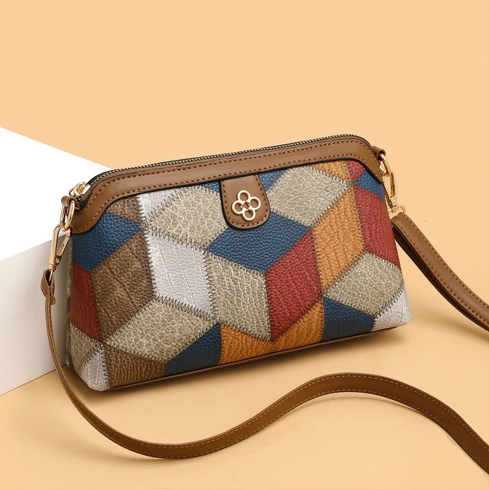 

Argyle Pattern Crossbody Bag, Vintage Colorblock Shoulder Bag, Women's Every Day Purse With Zipper