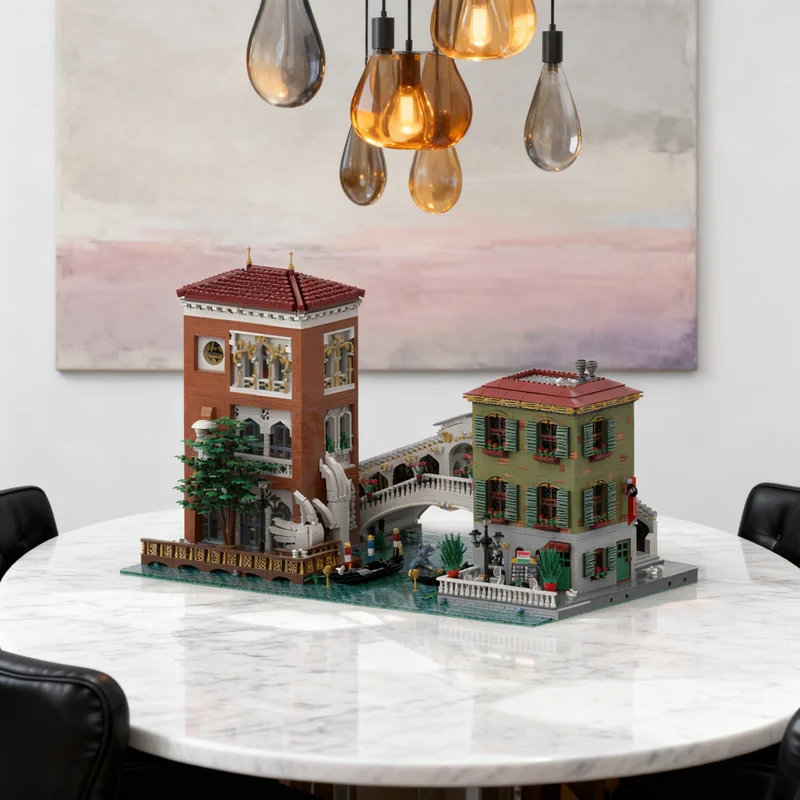 

10097 деталей MOC: Модульная модель улицы Венеции (Канал Гранде), строительные блоки, подарок для самостоятельной сборки, креативный коллекционный декор премиум-класса