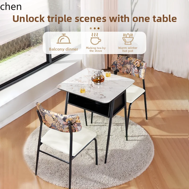 

ZML balcony leisure table and chair cooker slab dining table small apartment one two chairs table and chair combination