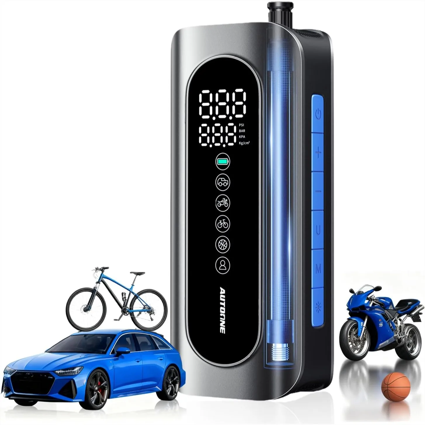 

Tire Inflator Portable Air Compressor, 150PSI Cordless Air Pump for Car Tires with Digital Gauge, 3X Faster Auto Shut Off for