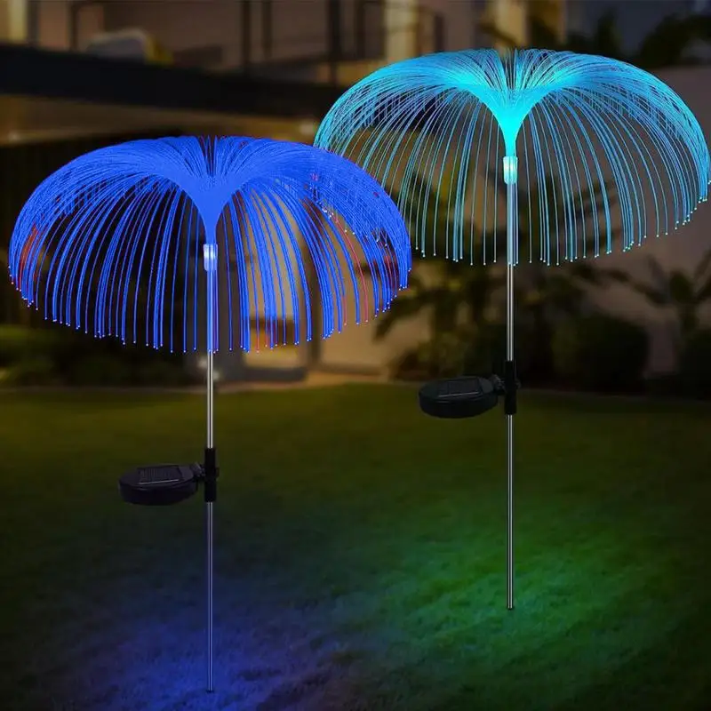 Solar Christmas Tree Garden Stake Lights 2X Outdoor Jellyfish Christmas Tree Solar Yard Lights Waterproof Decorative 7 Color